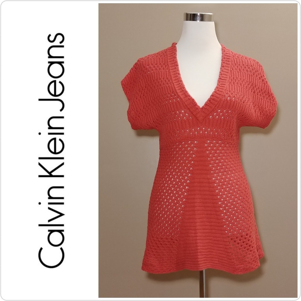 Calvin Klein Orange Short Sleeve Sweater